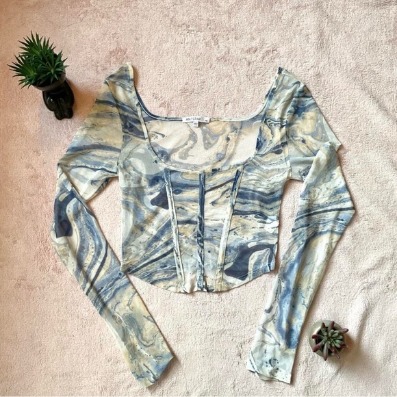 antistar Tops - AntiStar Marble Corset Mesh Top